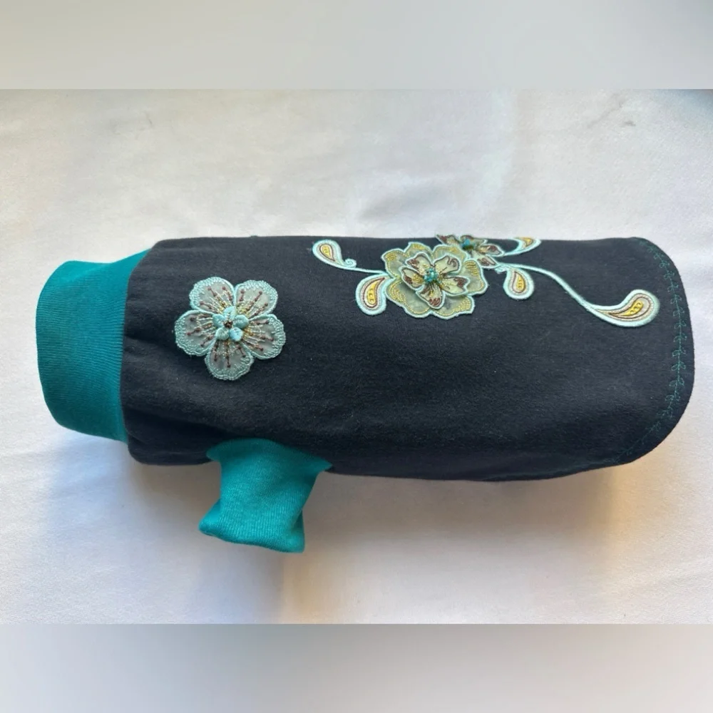 Handmade Upcycled Floral Embroidered Dog Sweater | Small Dog | One of a Kind